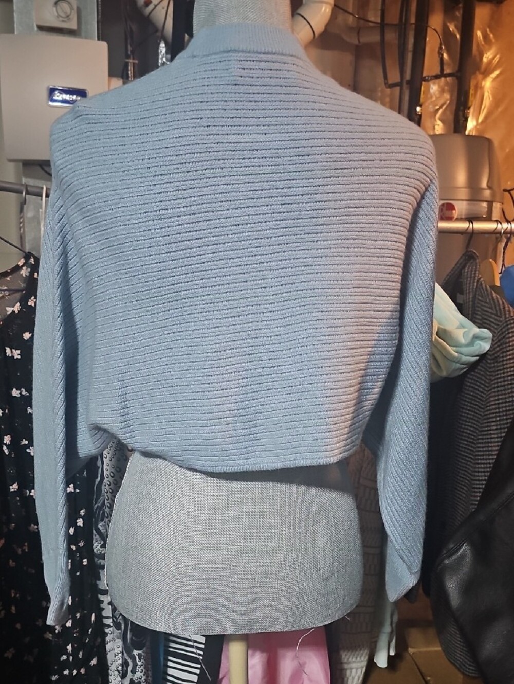 Aritzia Wilfred Free Lola Sweater Blue Merino Wool Cropped Sm P2p17.5 L15 - Picture 3 of 8